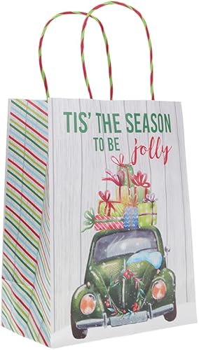 Miniatura 7 de Surtido de bolsas de regalo de papel kraft blanco con estampado navideño, serie de camiones, paquete de 16