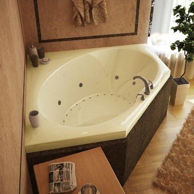 St. Barts 60 x 60 x 23" Corner Air and Whirlpool Jetted Bathtub Color/Trim / Tile Flange / Pump: Biscuit / Polished Brass / No / Right