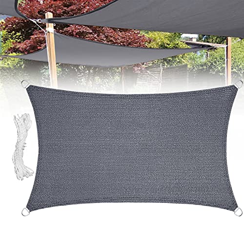 YARDIN Sun Sail Awning - Red de sombra rectangular (2 x 4 m, protección UV, transpirable, sombreado, HDPE, color gris Cover