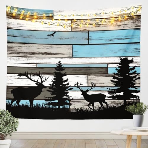 Feelyou Deer Tapestry Deer Hunting Tapestry Wall Hanging for Kids Boys Girls Rustic Forest Animal Wall Tapestry Canbin Deer Brown Wall Art for Bedroom Living Room,Medium 59x59 Inches