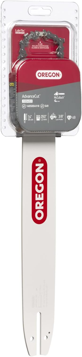Oregon 14 in. Chainsaw Bar & S49 Chain, Fits McCulloch, Craftsman, Remington, and Poulan (100453)