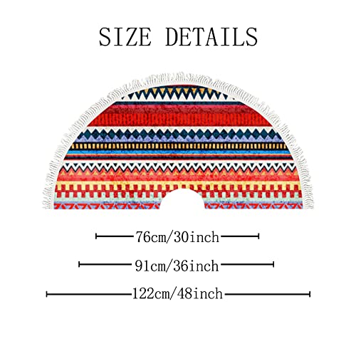 48 Inch Christmas Tree Skirt Colorful Boho Tribal Geometric Lines Large Tree Skirt Mat Holiday Party Farmhouse Xmas Tree Matfor Home Decor Indoor Outdoor #TOP1