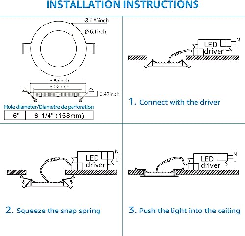 Torchstar Essential Series 6 Inch Ultra-Thin Led Recessed Lighting With J-Box, 12W Dimmable Slim Panel Downlight 1000Lm, Etl & Energy Star Listed, 3000K Warm White, Pack Of 4 #TOP6