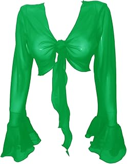 Indian Trendy Women's Chiffon Ruffle Sleeve Tie Top Choli Blouse Belly Dance Gypsy