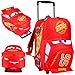 Disney Cars Backpack for Kids, 2-in-1 Lightning McQueen Trolley Bag for School & Travel, Compact Small Suitcase with Wheels (Red Lightning Mcqueen)