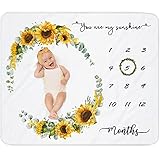 fundich Baby Milestone Blanket for Baby Girl|Newborn Monthly Milestone Picture Blanket|Sunflower Nur