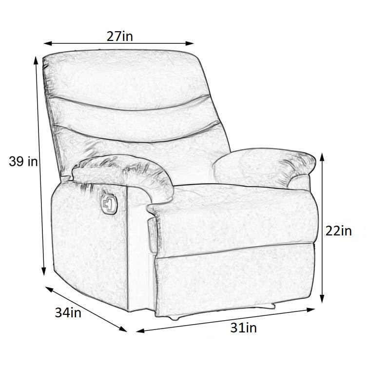Image of Torque - Valencia 1 Seater Fabric Manual Recliner | Recliner Sofa /Chair for Living Room, Bedroom, Office (Black) | 1 Year Warranty