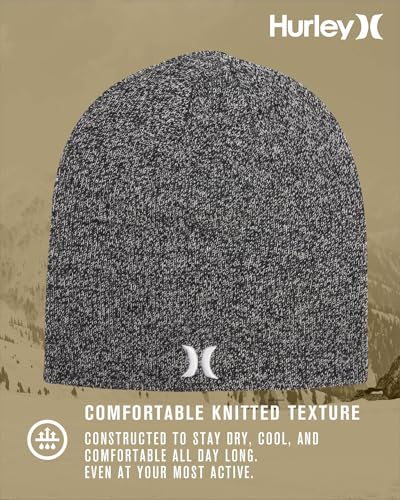 Image of Hurley Mens Beanie Icon Staples Lightweight Winter Hat | Lightweight Classic Loose Knit Fabric Delivers All-Day Warmth and Comfort for Casual Wear, Skiing or Snowboarding