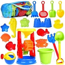 Beach Toys, 19 Piece Sand Toys Set Kids Sandbox Toys Includes Water Wheel Beach Tool Kit Bucket Watering Can Molds with Mesh Bag for Kids Ages 3-13