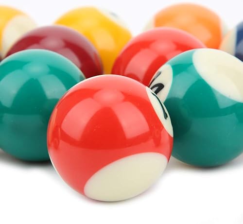 Miniatura 9 de Joyzan Mini bolas de billar, juego de bolas de billar de tamaño pequeño, estilo americano, bolas de taco de billar, juego completo de 16 piezas de