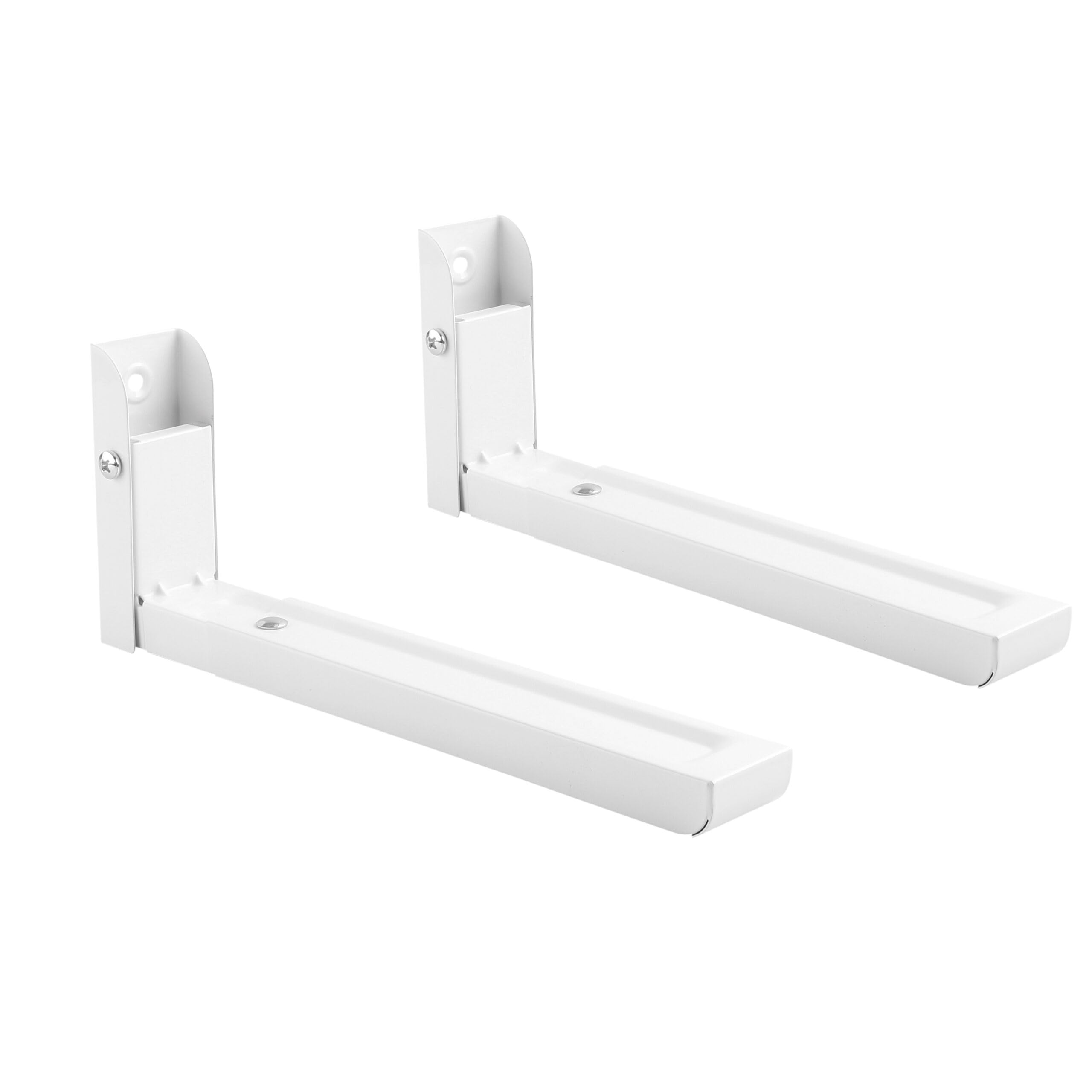 TM Electron Soporte para Microondas de Pared, Rieles Extensibles de 33cm a 48cm y Plegables, hasta 35kg, Fabricado en Acero, Color Blanco