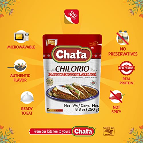 Chata Pork Chilorio Pouch | Shredded, Seasoned Pork Meat | Ready-To-Eat | No Preservatives | 8.8 Ounce (Pack Of 3) #TOP1