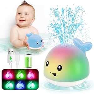 Bath Toys for Babies 6-12 Months – Water Table Accessories Pool Toys for Toddlers 1-3 – Light Up Whale Bath Toy Sprinkler – Bathtub Bathtime Fountain Baby Shower Toy 1st Birthday Girls Boys Gifts