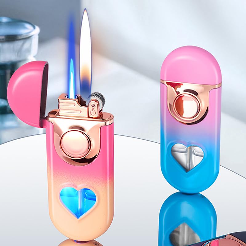 Encendedor metálico con llama ajustable y recargable miniatura 4