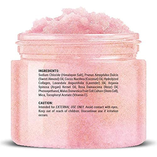 Himalayan Salt Body Scrub 12 Oz - With Collagen And Stem Cells - Exfoliating Salt Scrub For Cellulite - Deep Cleansing For Acne, Scars, Wrinkles - Moisturizes Skin #TOP5