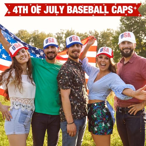 Image of Hercicy 10 Pcs 4th of July Hats American Flag Hat Patriotic Hat Bulk 250th Anniversary USA Mesh Trucker Caps for Men Women