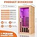 Albott Infrared Sauna 1 Person, Infrared Saunas for Home, 1260W/110V Hemlock Wood Dry Sauna with Foot Warmer, 7-Color Light Therapy, 2 Bluetooth Speakers & LCD Control Panel, 32.3