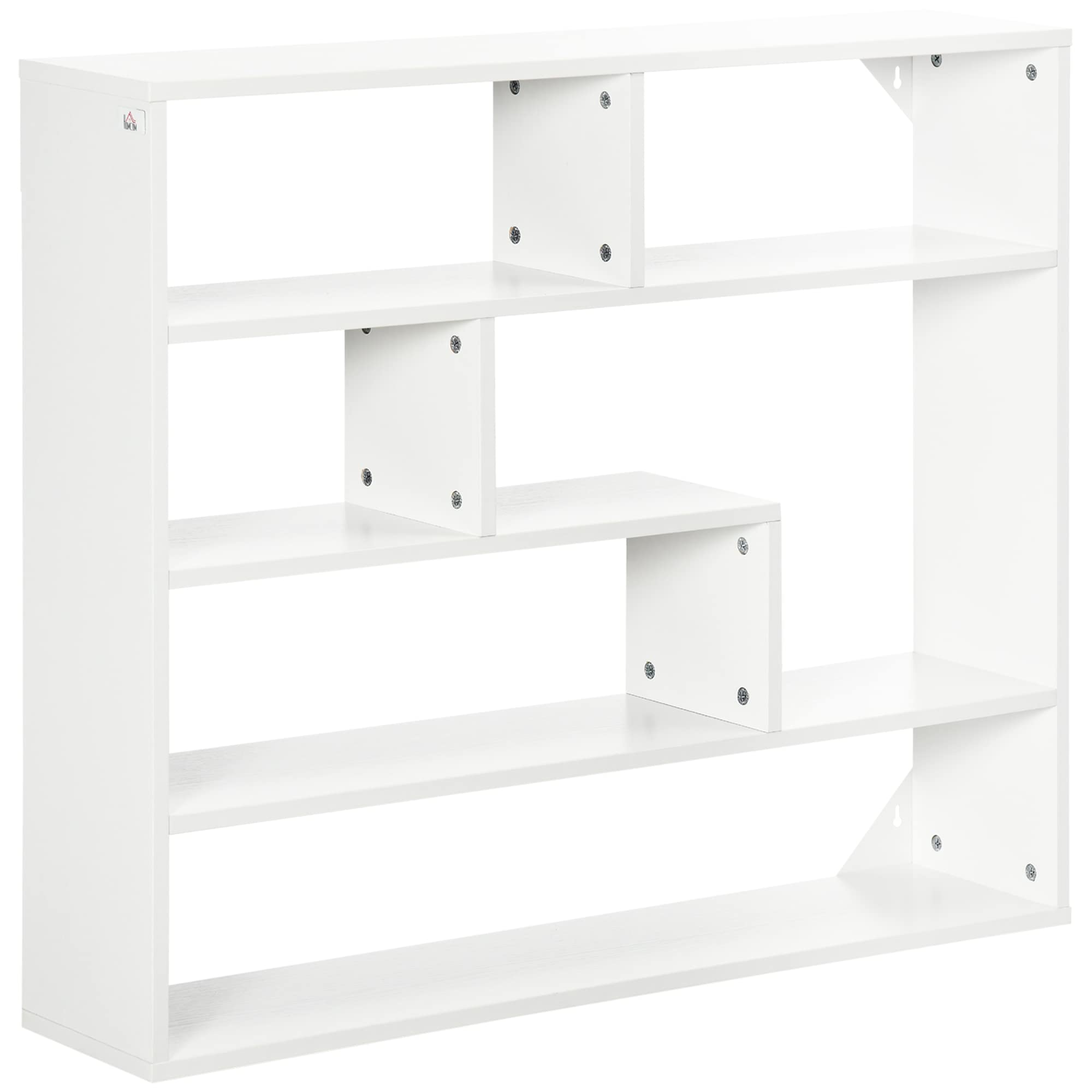 HOMCOM Estantería de Pared de 4 Niveles Balda Flotante con 7 Compartimientos Abiertos para Salón Dormitorio Oficina Estilo Moderno 94x19,5x80 cm Blanco
