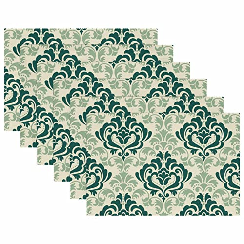 Sets de table vert résistant à la chaleur pour repas de fête - 6