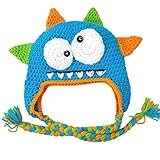 Crochet Monster Hat perfect for babies first birthday - Cake Smash photo prop - Soft Beanie made to fit both boys and girls- Blue