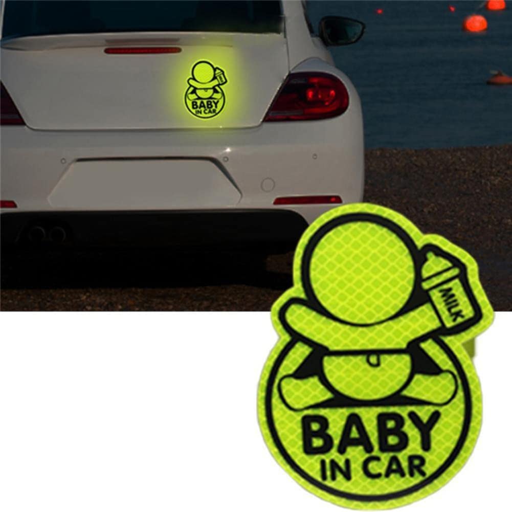 Autocollant Réfléchissant "Bébé à Bord" Pour Voiture - 4 Couleurs Au Choix (vert, Rouge, Jaune, Blanc) - 14x10,5 Cm