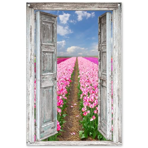 MuchoWow© Deco Jardin Exterieur 80x120 cm Décorative Poster Affiche Murale Decoration Balcon Décoration Extérieure Terrasse Déco Appartement Fleurs -...