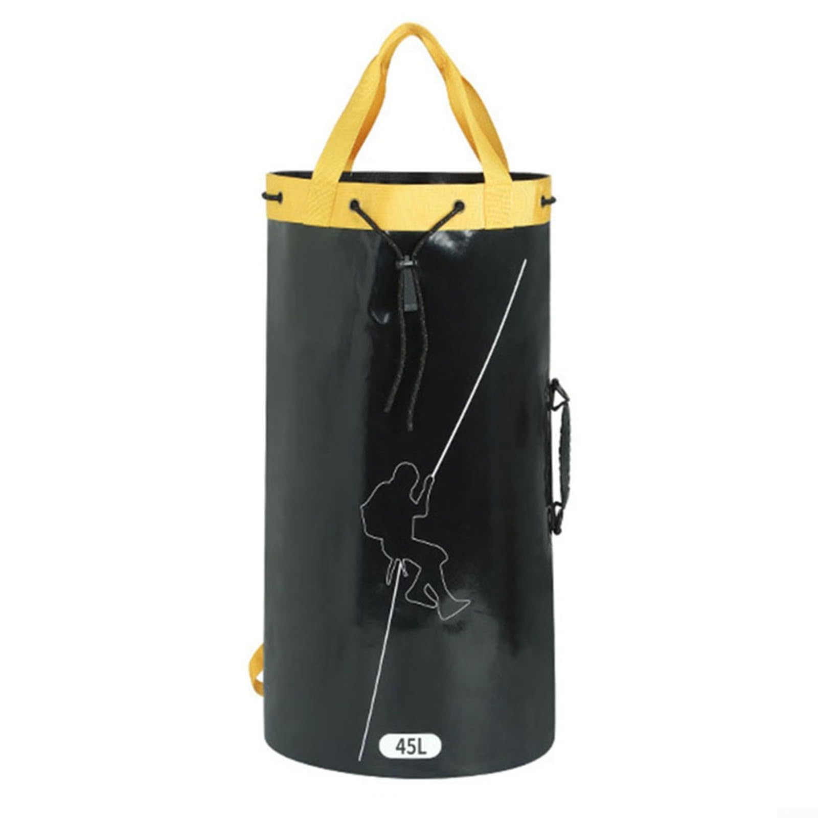 Borsa per corda da arrampicata, 55 l, impermeabile, in poliestere, con coulisse, per escursionismo, speleologia, alpinismo e arboricoltore, nero (45 l, nero)