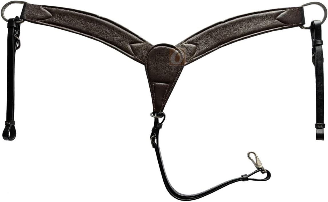 Western Breast Collar Roping Horse Barrel Racing Trail BREASTCOLLAR Tooled Leather Ranch Roping Working Breastplate | Horse Size (Black Barbed)