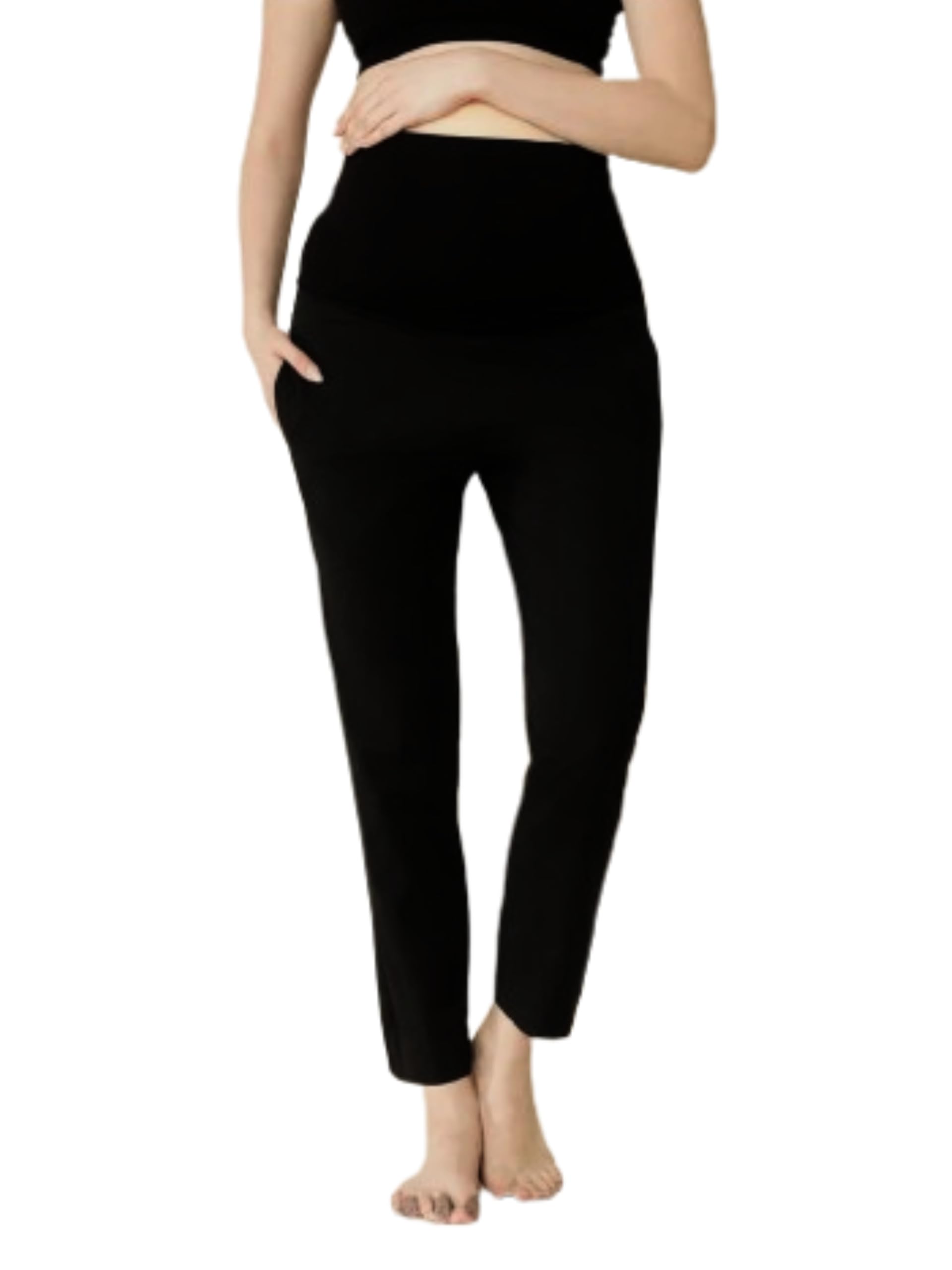 FASHIOSPICE Ankle-Length Cotton Maternity Pant for Pregnant Women, Offering Ultimate Support and Comfort as Bottom Wear Pregnancy Pants (Pack of 1) (L, Black) - Image 3 thumbnail