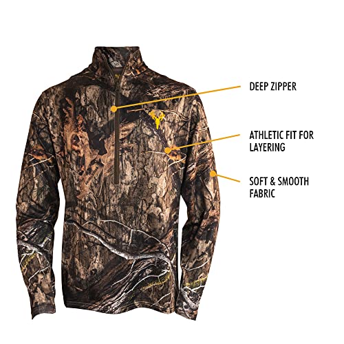 HOT SHOT Men’s Camo Zip Performance Shirt, Midweight Durable Quarter Zip Pullover, Warm Hunting Clothes for Fishing, Camping2