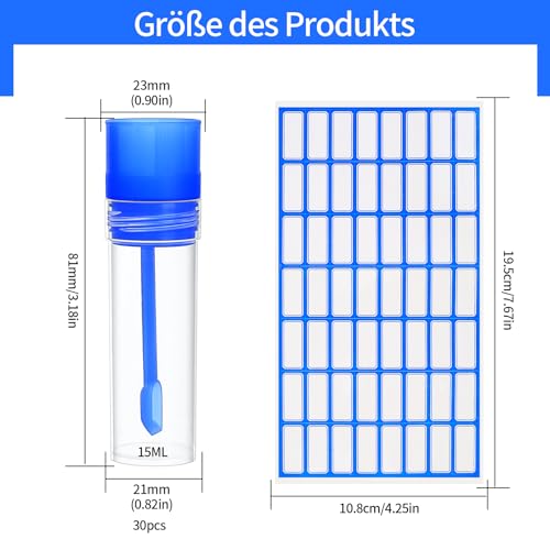 30 Stück Stuhlprobenröhrchen, 15ml Kotprobenröhrchen Hund und Katze, Probenröhrchen mit Löffel, Kotröhrchen Hund, Untersuchungsröhrchen für Stuhlprobe Haustiere zum Testen