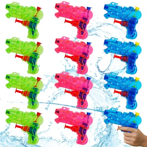 Lets Joy Wasserpistole Spielzeug für Kinder, 12 Stück Mini Kleine Wasserpistole Spritzpistole, Wasserspritzpistolen, Ges...