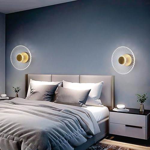 Image of Spiral Pattern 3-in-1 LED Wall Light Decorative Lamp with Golden Center Artistic Accent Lighting for Living Room Bedroom Hallway & Home Decor (Aurora Glow Modern Wall Light, Pack of 2)