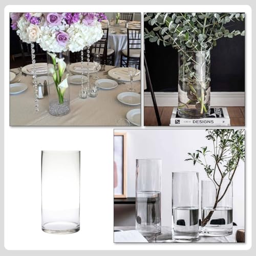 Vase cylindrique décoration moderne en verre transparent