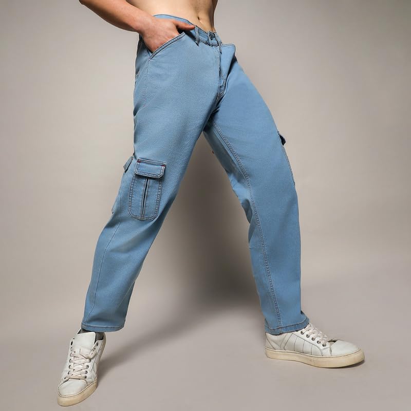 Image of CAHOOT Men's Denim Jeans for Casual Wear | Medium-Wash | Regular Fit | 5 Pockets | Button Closure | Denim Jeans Crafted with Comfort Fit for Casual Wear