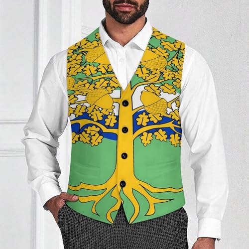 Flag of Nottinghamshire County Council Suit Vest for Men Waistcoat Dressy V Neck Button Down Sleeveless Business Jacket Coat4