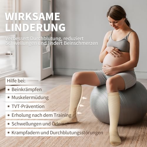 CAMBIVO Kompressionsstrümpfe Damen Herren 3 Paar, Stützstrümpfe, Compression Socks, Kompressionssocken, Thrombosestrümpfe für Erholung, Laufen, Reise, Shifahren, Schwangerschaft, Alltag