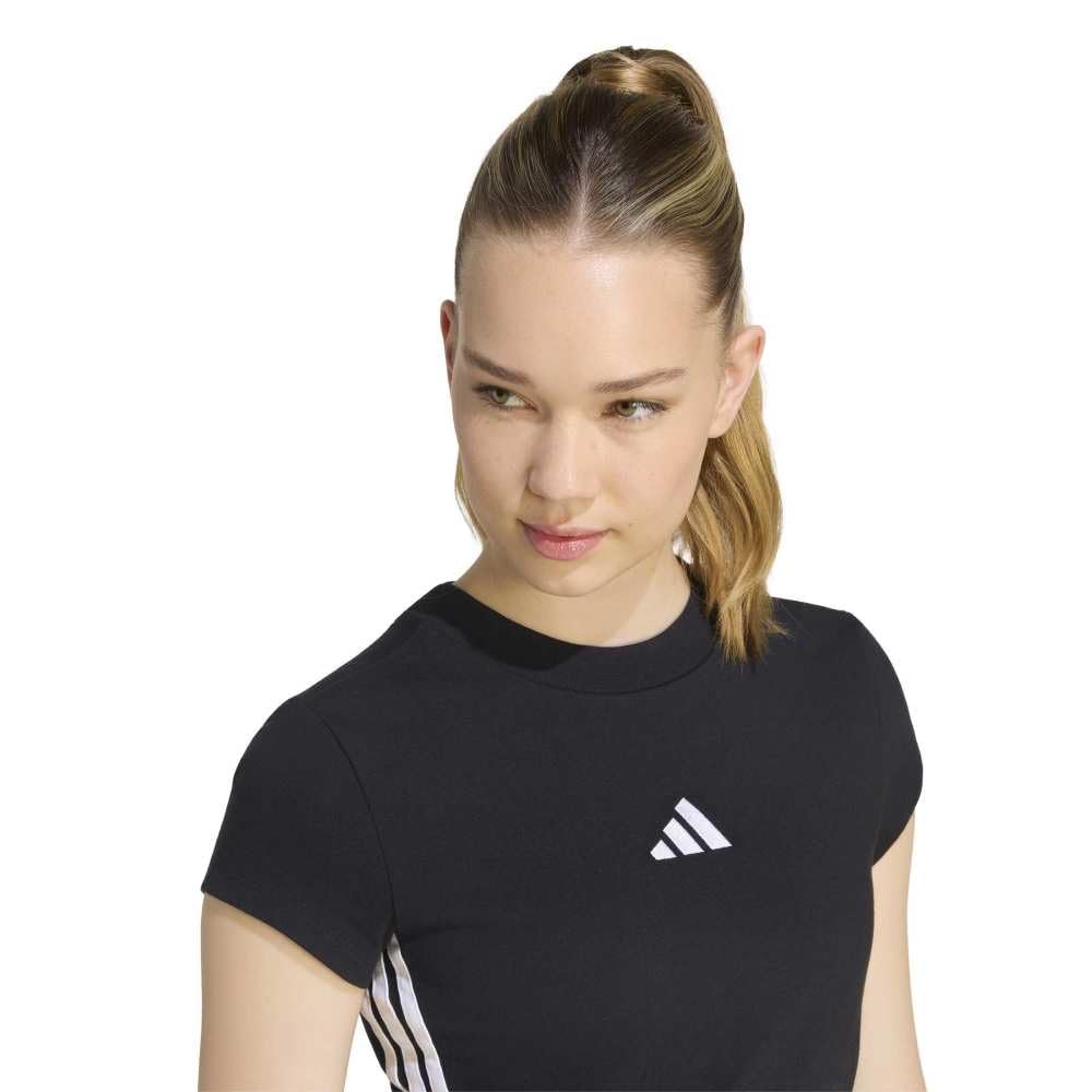 adidas Femme Essentials 3-Stripes Padded Slim Baby Shirt, Black/White, XXL