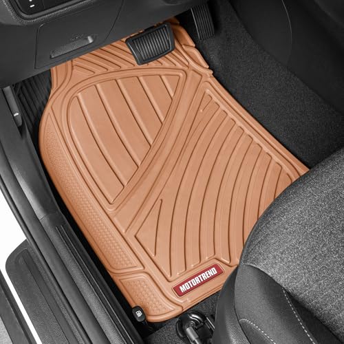 Image of Motor Trend FlexTough Performance All Weather Rubber Car Floor Mats with Cargo Liner - Full Set Front & Rear Floor Mats for Cars Truck SUV, Automotive Floor Mats (Beige)