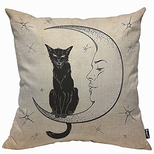 Mugod Funda de cojín de gato negro, funda de almohada para hombre y mujer, funda de almohada decorativa para sofá, silla, 45 x 45 cm