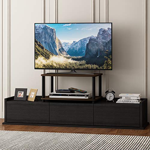 Image of Furinno Turn-N-Tube TV Riser Stand, 2-Tier Small Elevated No Tools TV Stand, Console for TV up to 32 inch, 15.8 x 23.8 x 11, for Living Room, Bedroom, Columbier Walnut