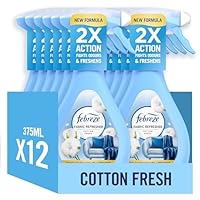 Febreze Fabric Freshener Spray Cotton Fresh 12 x 385ML, Fights Tough Odours Trapped In Fabrics And Leaves A Fresh Scent
