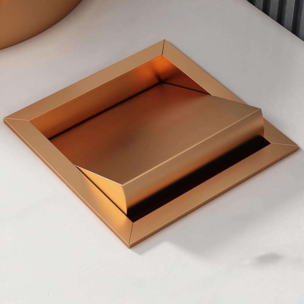 HPTHLY Countertop Built-In Trash Bin Balance Flap Cover, Stainless Steel Trash Grommet Flap Lid, Flexible Center Swing Flush Recessed Trash Can Lid, Waste Chute Cover,Gold (Rose Gold)