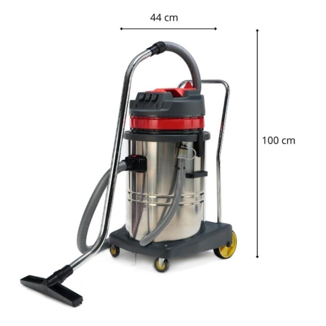 PHOENIX - Aspirateur eau et poussière 60L - Aspirateur chantier puissant 3000W réservoir inox - Idéal pour chantiers professionnels, nettoyage eau et poussière, Accessoires inclus câble 8m - 3 Moteurs