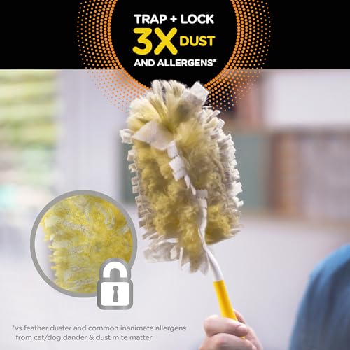 Swiffer Dusters Refill for Cleaning, Feather & Microfiber Duster Disposable Alternative, for Dusting Furniture, Blinds, Ceiling Fans, Walls, Helps Remove Allergens, Heavy Duty, Lavender, 11ct - Thumbnail 4