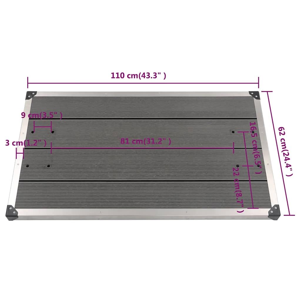Genérico Plato de Ducha de jardín WPC Acero Inoxidable Gris 110x62 cm,Bricolaje,Fontanería,Piezas y Herramientas para componentes de fontanería,Artículos de Ducha,Platos de ducha-48205