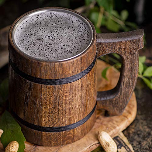 Fantasy Plain Wooden Beer Mug, Dungeon Master, Pirate Medieval Beer Stein, Beer Tankard, DnD Gamer Gift, MH Geek Gift - Thumbnail 3