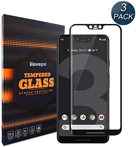 Google Pixel 3 XL Tempered Glass Screen Protector. ilovepo [2-Pack] with 9H Hardness Protector Film [HD Clear][Anti-Scratch] [Anti-Bubble] [Case Friendly] Compatible Google Pixel 3XL [Black]