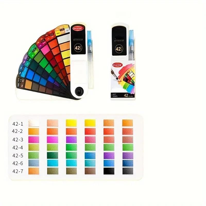 Set di pennelli per pittura ad acquerello a ventaglio pieghevole, pigmenti facilmente solubili, kit artistico compatto portatile per schizzi e creazione di interni