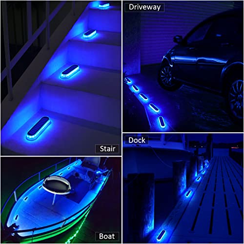 YiLaie Blue Solar Dock Deck Lights Solar Powered Outdoor Waterproof, Stick on Lights for Step Stairs Driveway (4 Pack) by YiLaie - Image 6